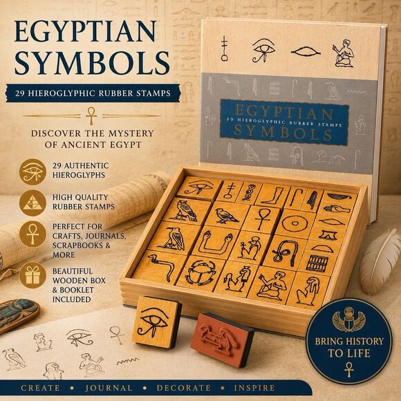 Other - *NEW Egyptian Symbols Hieroglyphics Rubber Stamp Set by Chronicle Books 29 pcs